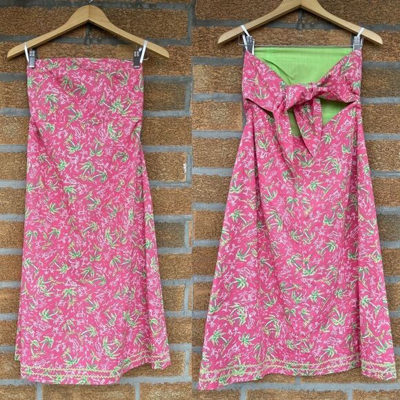Lilly Pulitzer Pink Green  Strapless Casual Dress size 8 - Picture 1 of 10